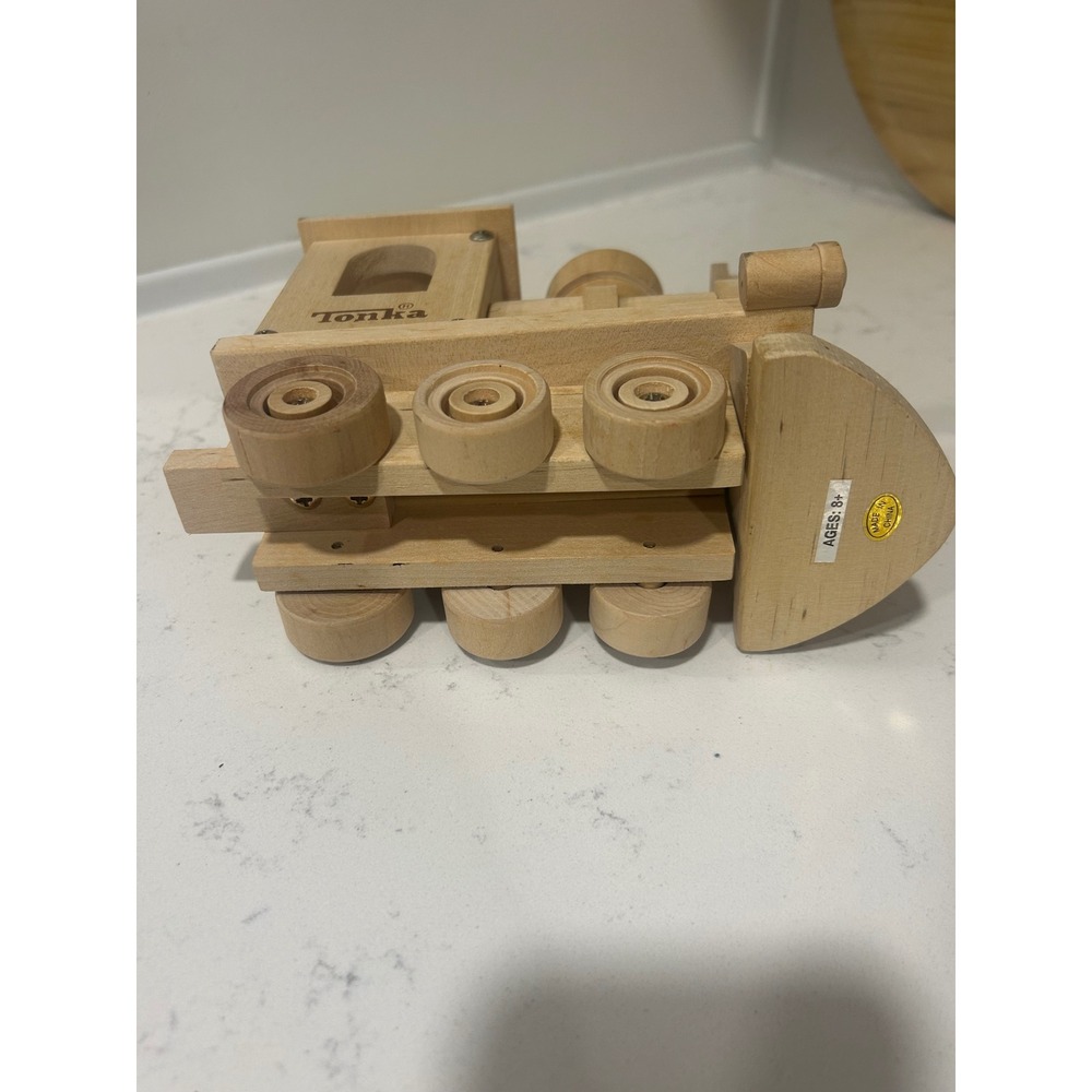 Tonka Wooden Steam Engine‎ Locomotive Toy Train Natural Wood Rolling Wheels - Picture 5 of 5